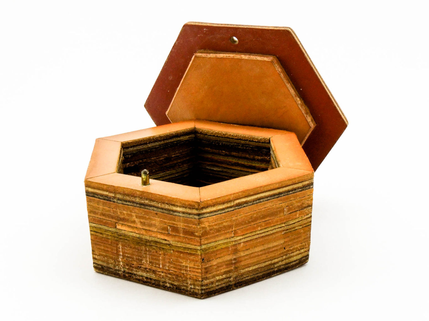 Stacked Leather Hexagonal Box