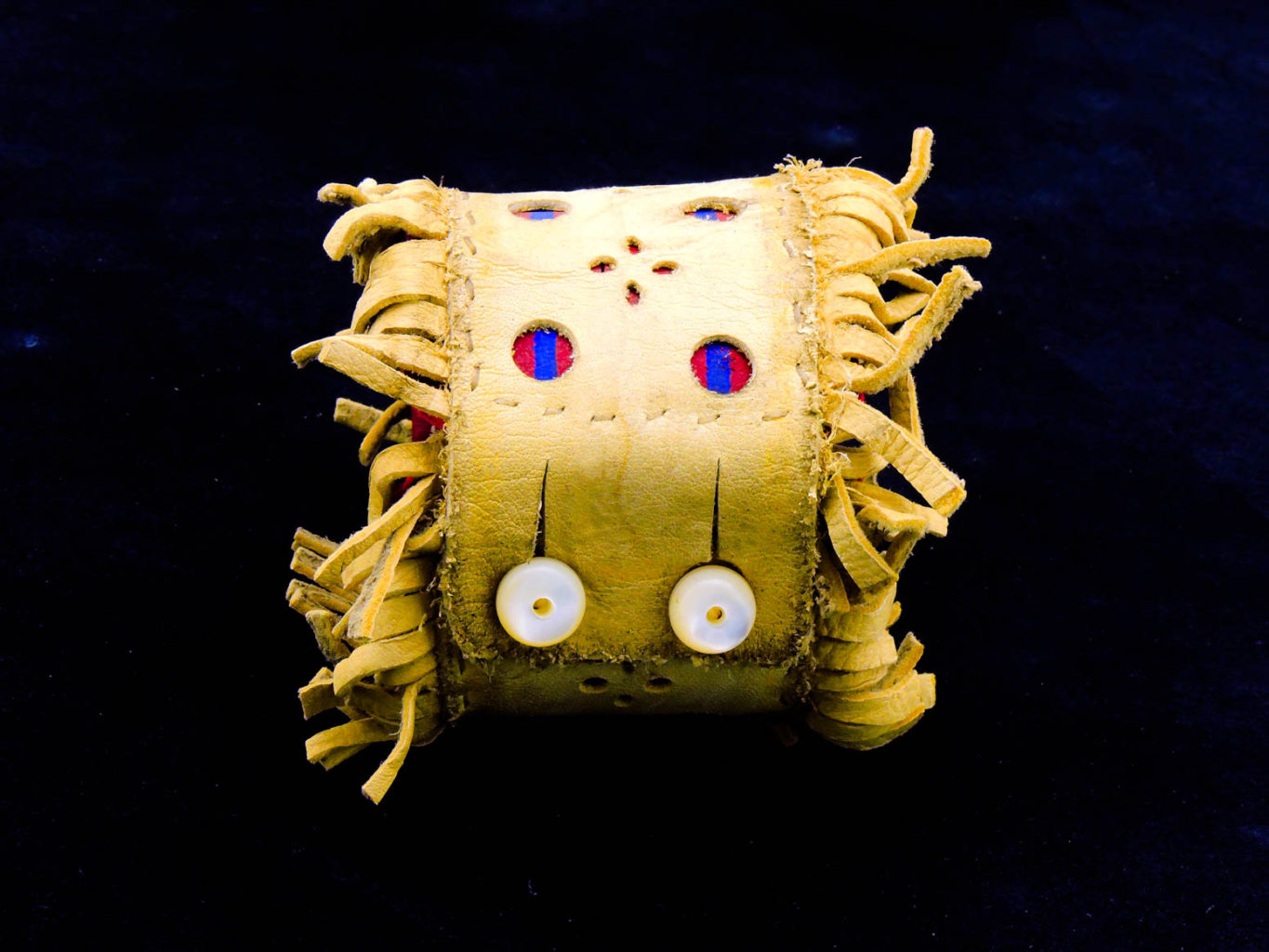 Red & Deerskin Fringe Cuff LR#9