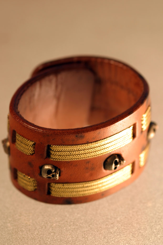 Asian Pirate Skull and Gold Ribbon Cuff