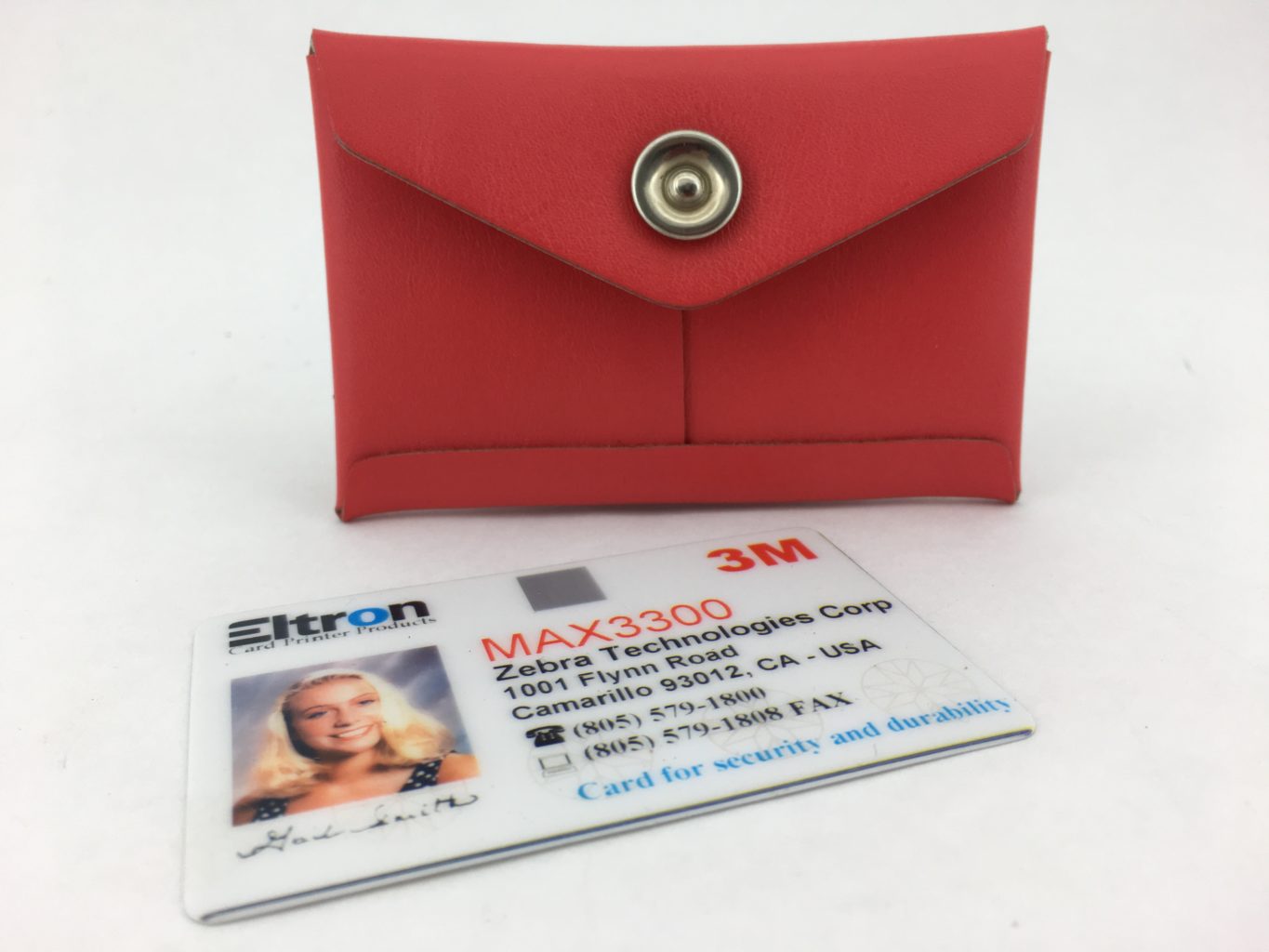 Lined Card Case – Coral/White