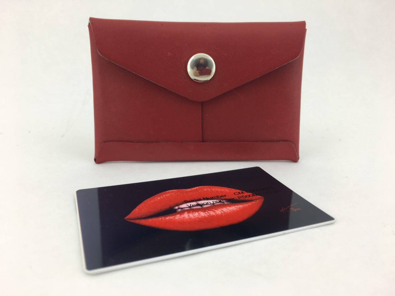 Lined Card Case – Red/Silver